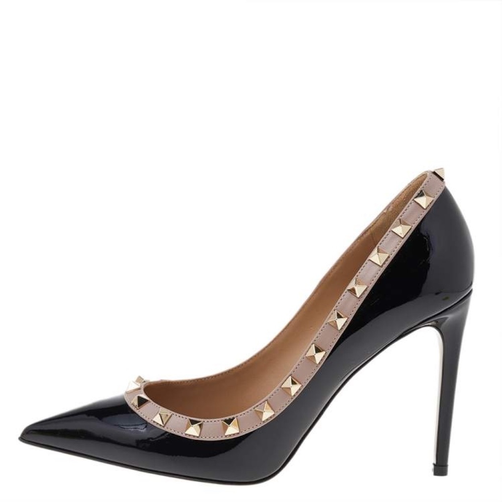 Valentino Black Patent Leather Rockstud Pointed Toe Pumps - Picture 2 of 5